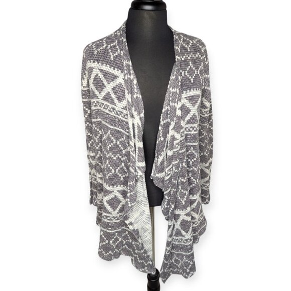 Xhilaration Gray & White Long Sleeve Lightweight Open Front Cardigan Size Small - Picture 1 of 9